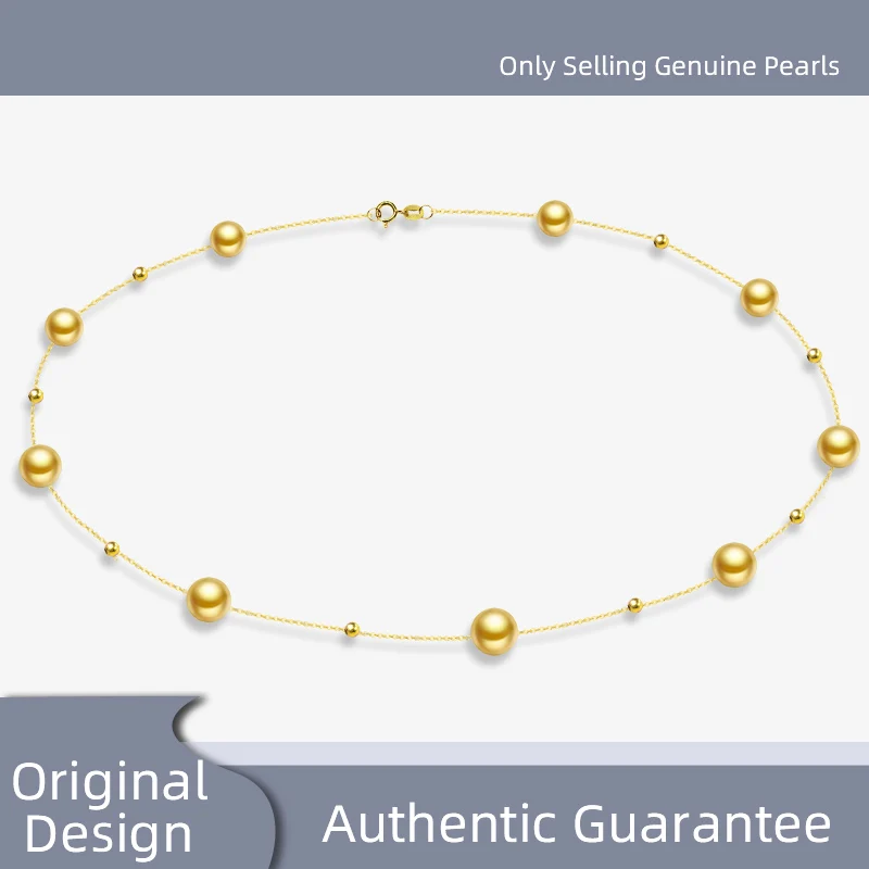 

100% 18K gold Necklace Pendant AU750 Natural South Sea gold pearl necklace women's gift babysbreathWedding luxury x644