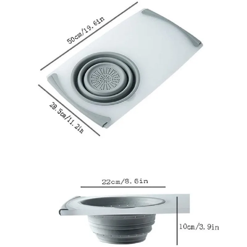 

AA73 Kitchen Sink Cutting Board-Multifunctional Expandable PP+ TPR Design With Vegetable& Fruit Chopping Surface And Draining Ba