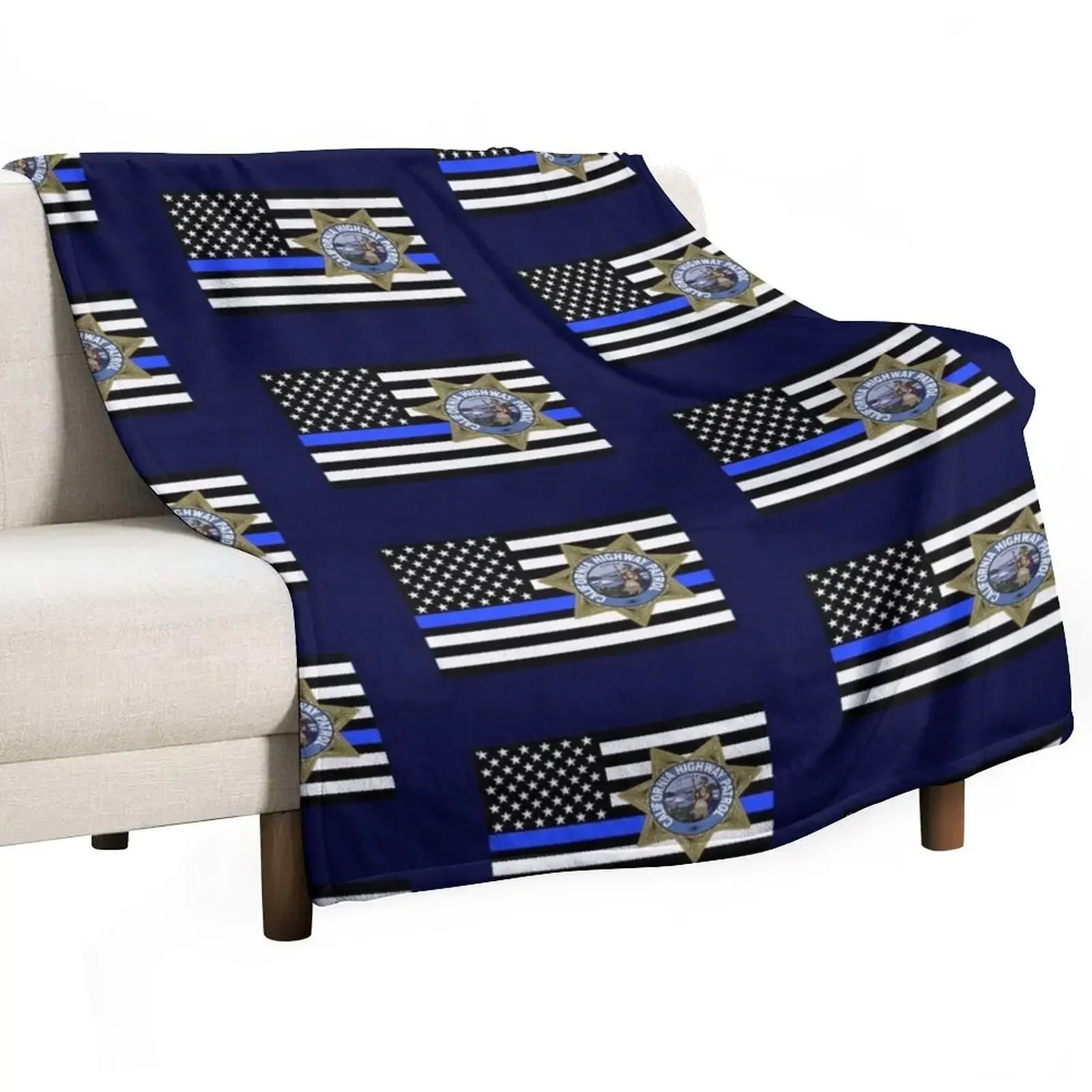 

California Highway Patrol Blue Flag Throw Blanket Warm Cozy Throw Blanket for Living Room Couch