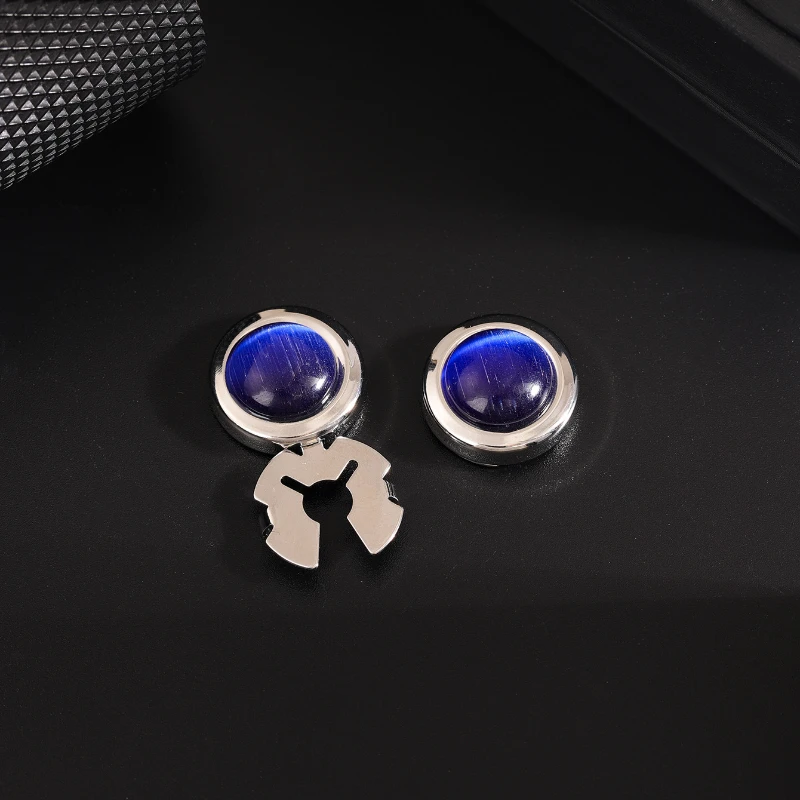Hochwertige runde Opal-Manschettenknöpfe für Damen, französische Mode, Business, Bankett, Hochzeit, Hemdknöpfe, luxuriöse Schmuckaccessoires – Detail 5