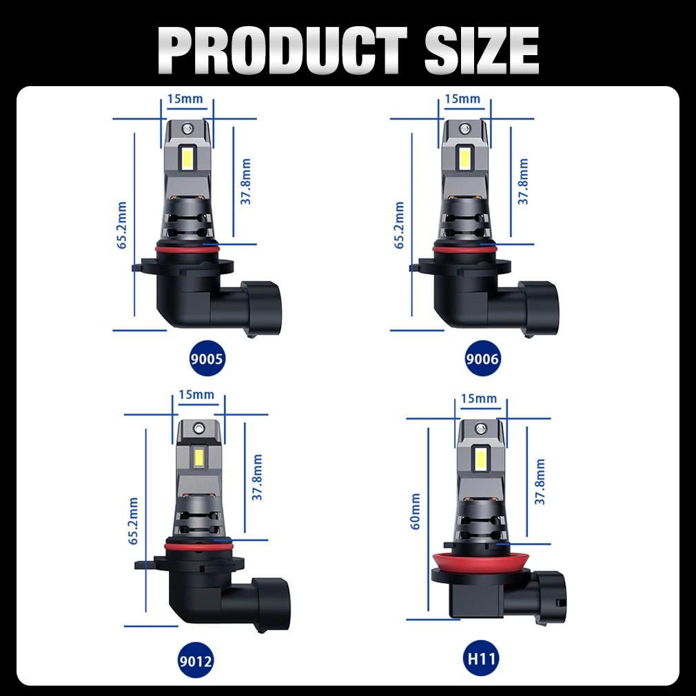 XSTORM H8 H11 LED Headlight Bulbs 9005 HB3 9006 HB4 Led Lamps Canbus Mini 20000LM 6500K CSP for Car Fog Lights 12V