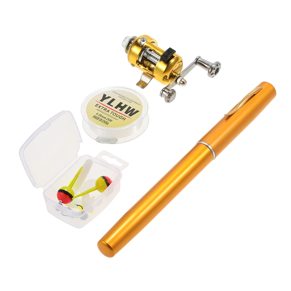 Fishing Rod Reel Combo Set Mini Telescopic Portable Pocket Pen Fishing Rod Pole Reel Fishing Line Soft Lures Baits Jig Hooks