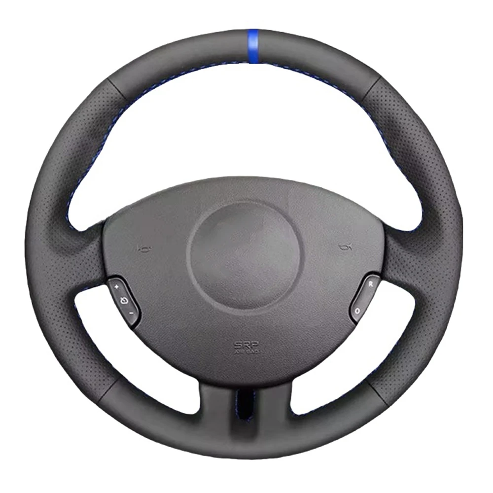 

Для Renault Clio 3 RS 2005-2009 2010 2011 2012 чехол рулевого колеса автомобиля отделка черная кожа с синей полосой красная полоса
