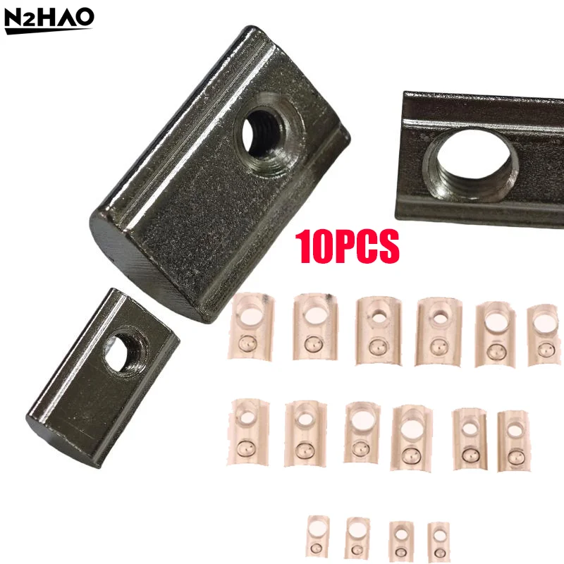 10 шт. для серии 20, 30, 40, 45, экструзионный слот из алюминиевого профиля, гусеница M3 M4 M5 M6 M8, Т-образный блок, скользящая гайка, молоток, пружинный шарик