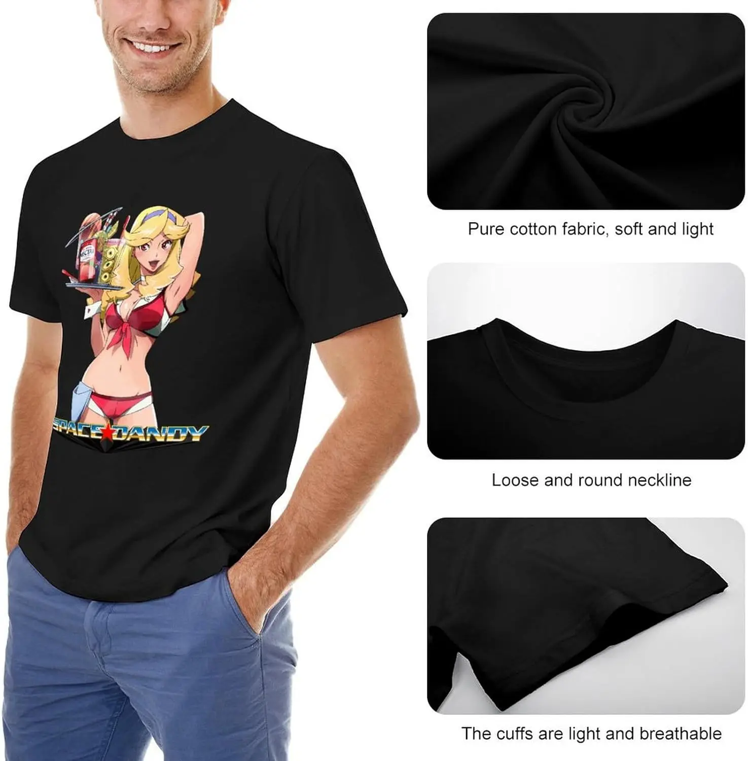 Anime Space Dandy T-Shirt for Men Women Casual Comfortable Manga Crewneck Fashion Tees