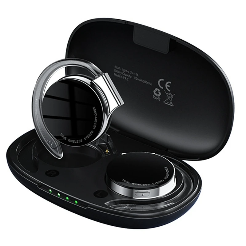 Auricular inalámbrico TWS con batería de larga duración, Bluetooth 5,2, gancho abierto para la oreja, estéreo inalámbrico, nunca se caiga, alta fidelidad, fácil de usar