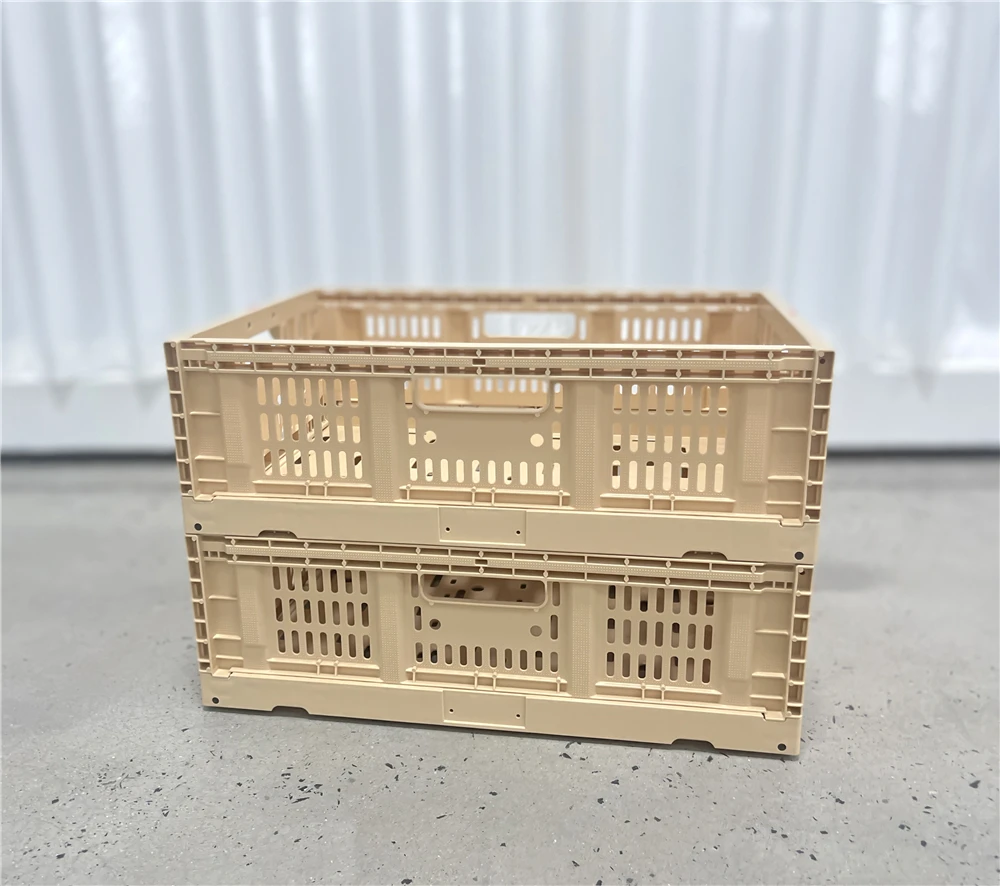 Customized Color 600x400x200 Mm Reusable Stackable Reusable Hard Plastic Folding Storage Crate Basket For Transportation