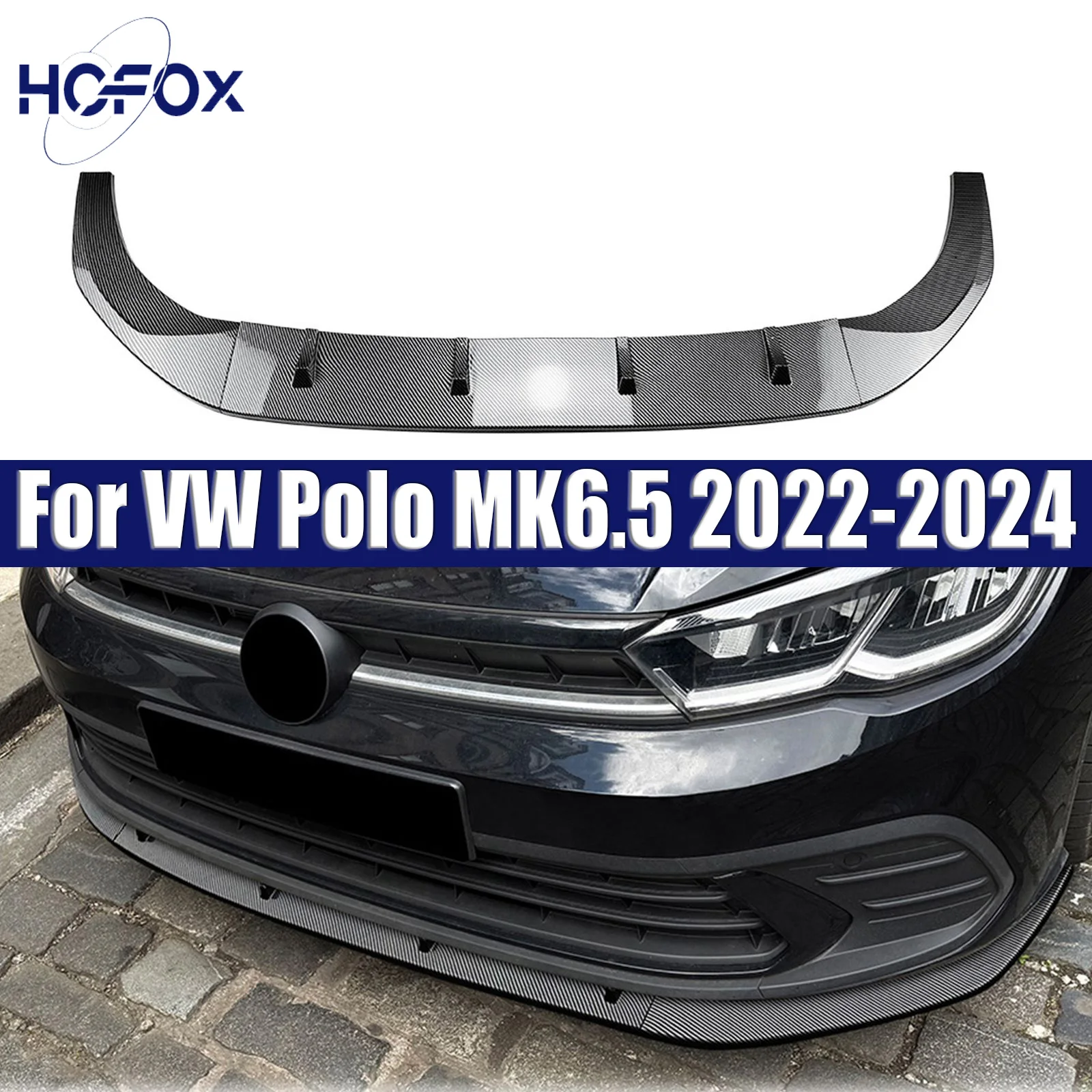 

Car Front Bumper Lip Diffuser Spoiler Splitter ABS Gloss Black Bodykits Tuning For VW Polo MK6.5 2022-2024