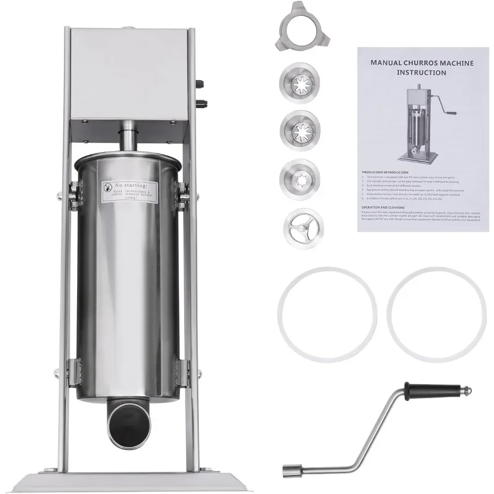 

For Commercial Churros Maker 5L Stainless Steel Manual Spanish Churros Donuts Making Vertical Churro Machine with 4 Nozzles