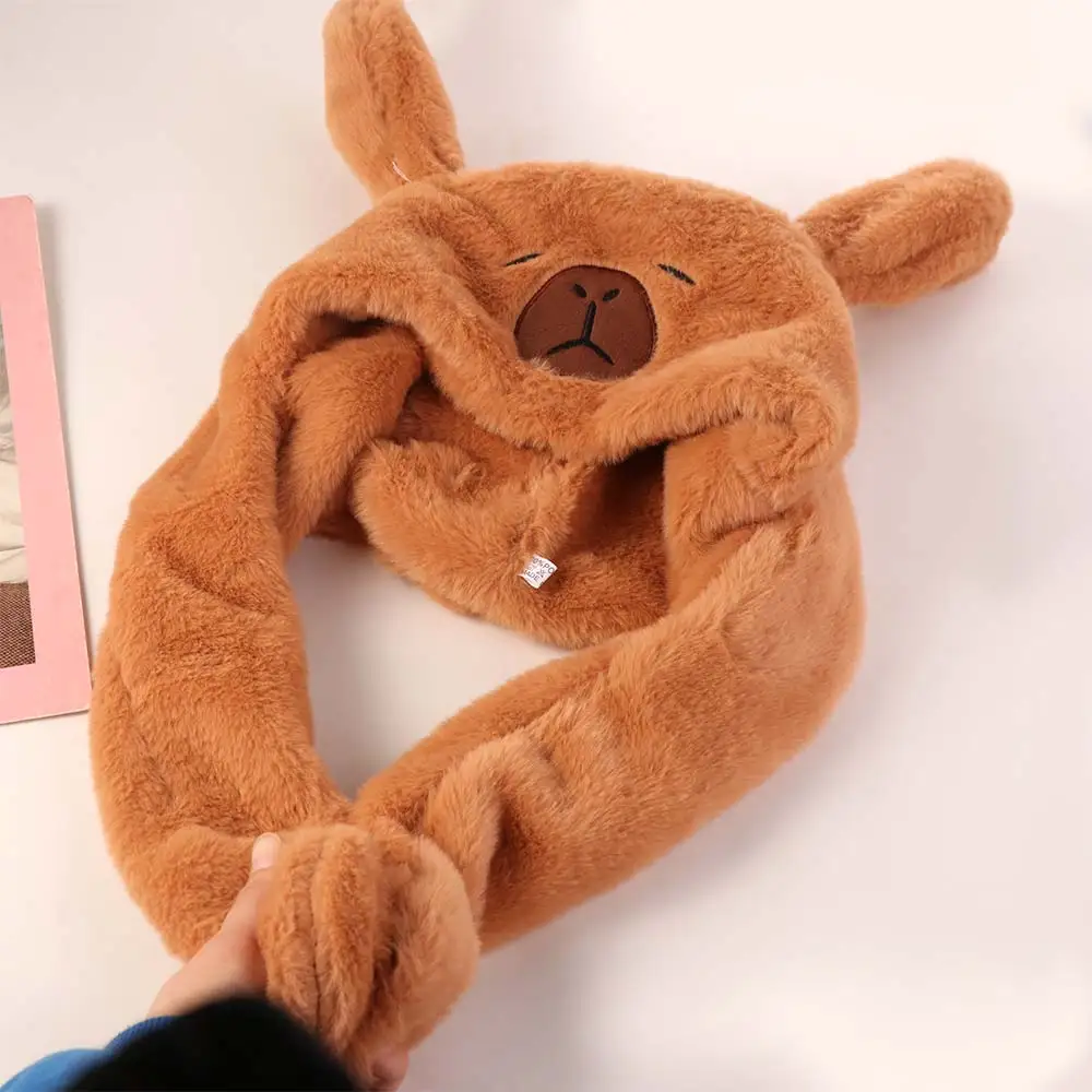 Kawaii كابيبارا القفز حتى قبعة أفخم رقيق الأذن تتحرك قبعة لينة الدافئة أفخم قبعة لعب الاطفال الكبار
