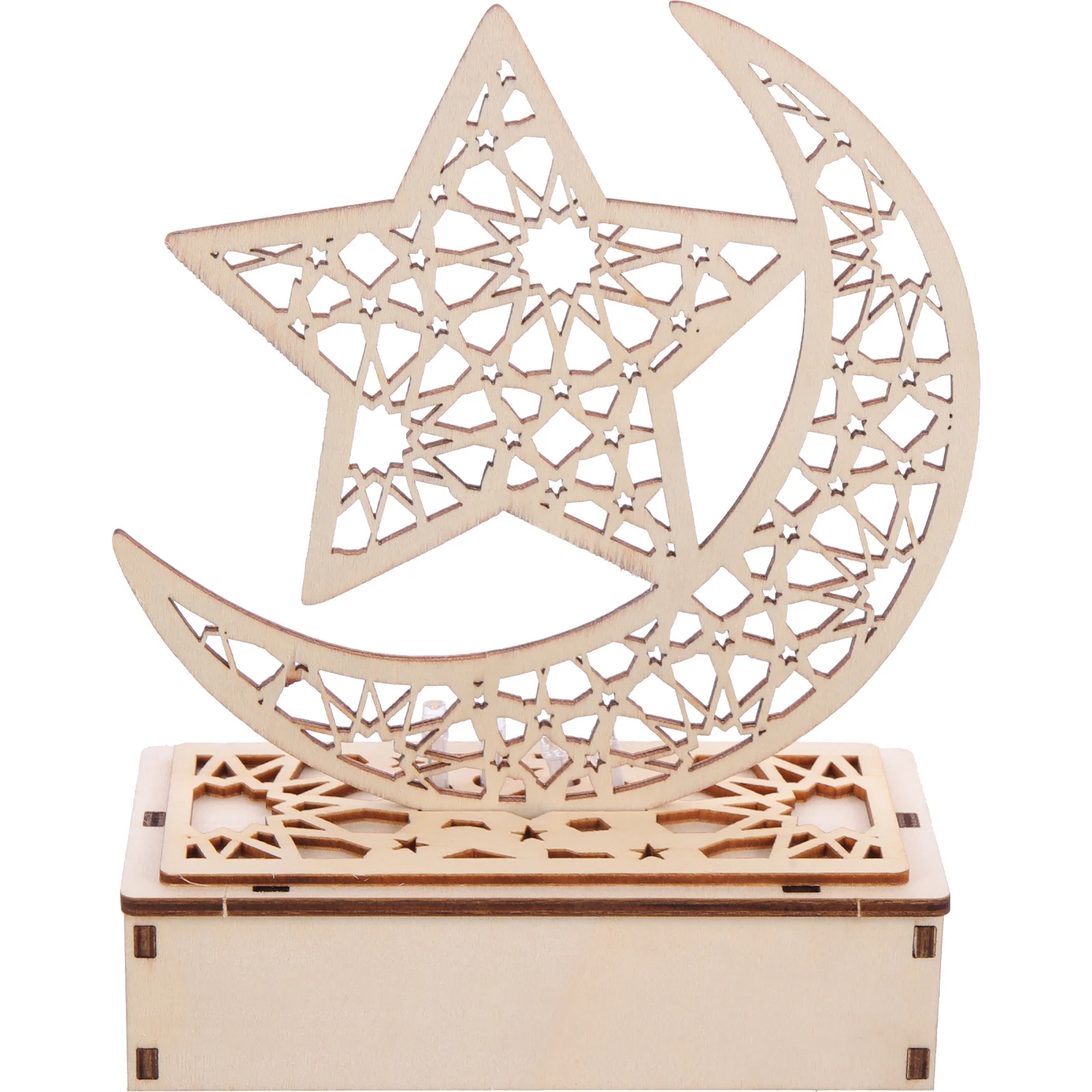 ضوء القمر الخشبي رمضان مبارك عيد الديكور الإسلامي مصباح نجمة غرفة نوم المنزل هدية احتفالية ديكور رمضان #6