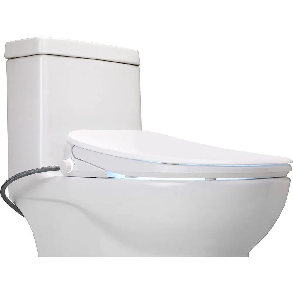 UX Pearl Bidet Toilet Seat in Elongated White, Ultra Low Profile , Endless Warm Water , Arced Stainless Steel Nozzle