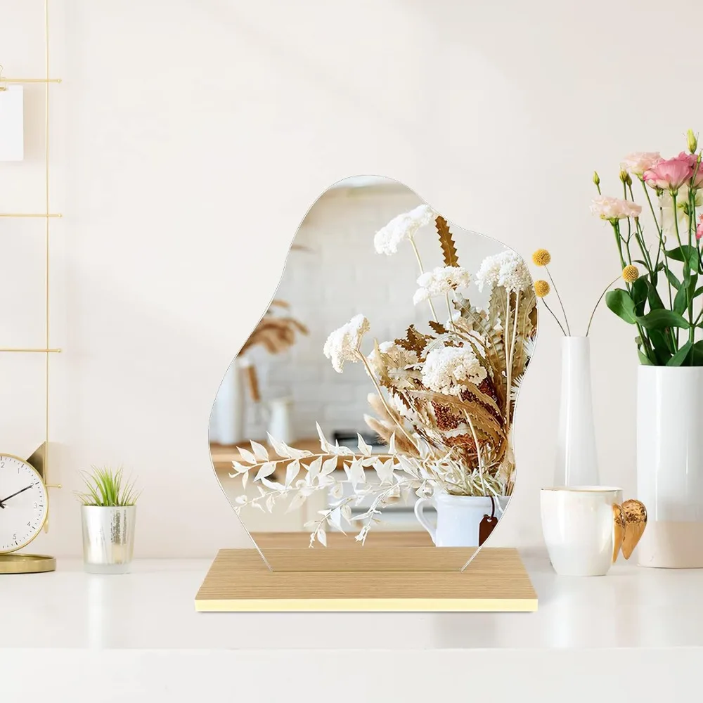 

Aesthetic vanity mirror with bracket, irregular wave cloud mirror used for decorating office compartments and rooms