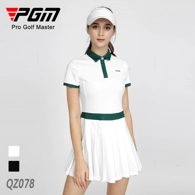 PGM Women's Golf Dress Summer Slim Fit Sports Pleated Skirt with Anti Glare Shorts QZ078