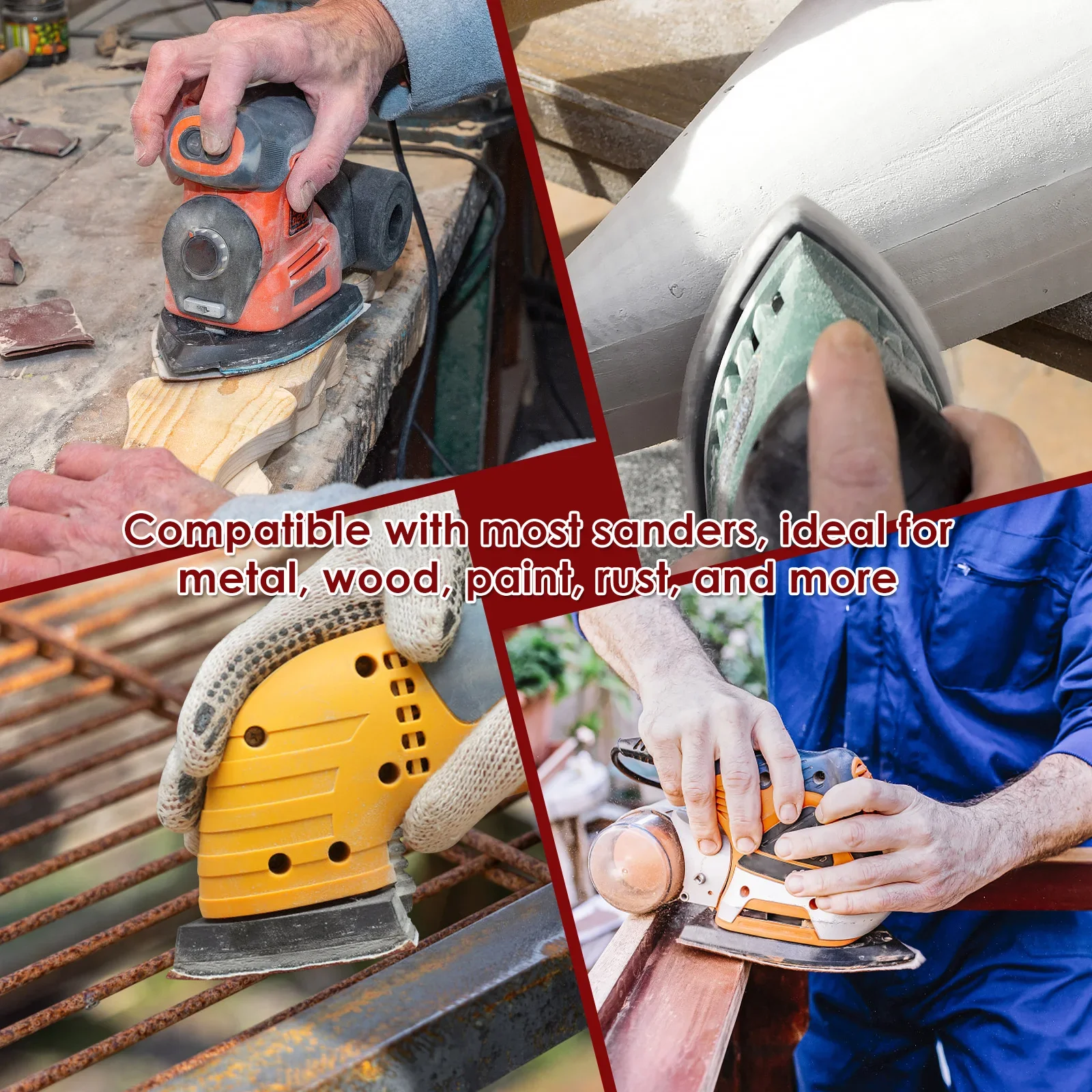  195Pcs 90 mm Triangular Sandpaper 6 Holes Sanding Discs And Loop Aluminum Oxide Pads 40-1000 Grit Abrasive Tools