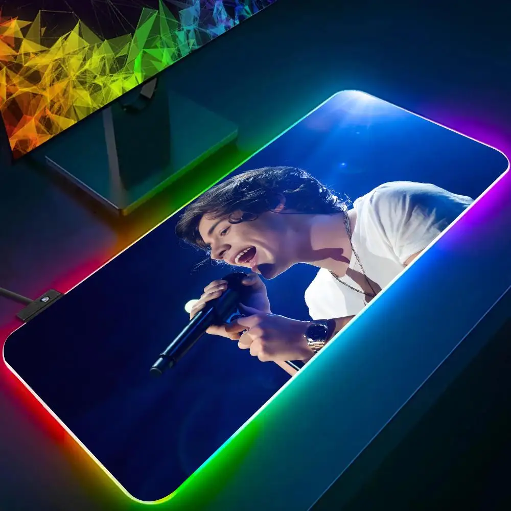 Singer Harry Styles Mouse Pad RGB Glow Personality Picture Custom PC Table Mat Carpet Mat Game Player Dedicated LED