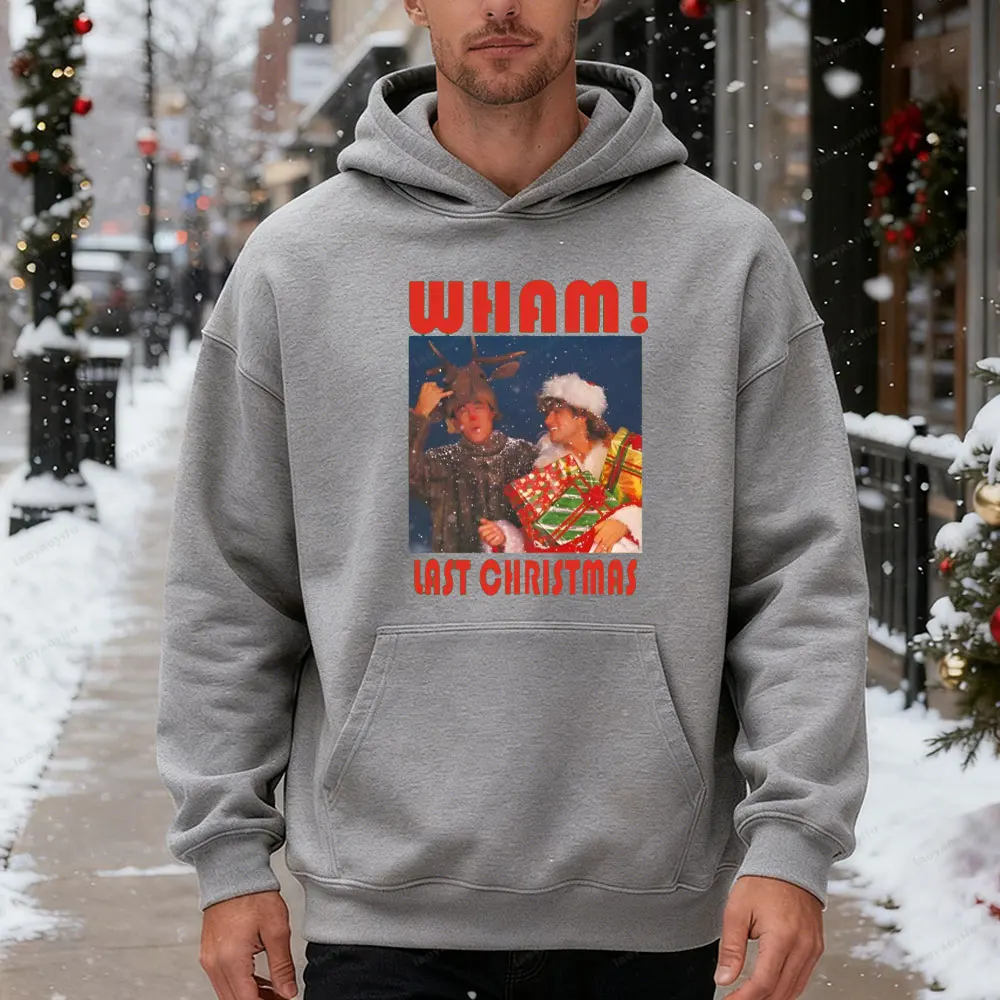 Wham آخر عيد الميلاد الرجال البلوز الرجعية 80s الفرقة عيد الميلاد هدية مضحك الموسيقى عاشق عيد الميلاد عرق الكلاسيكية عطلة هدية البلوز القمم #1