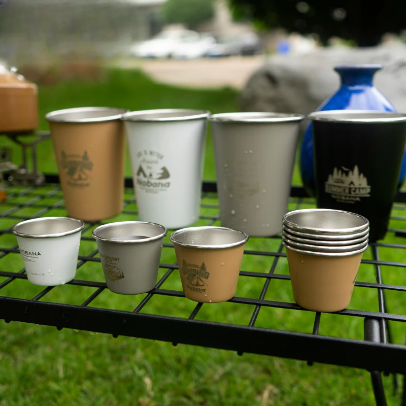 4pcs 50mL Camping Wine Cup 304 Stainless Steel Cups Outdoor Portable Whisky Beer Coffee Small Cup Picnic Camping Tableware