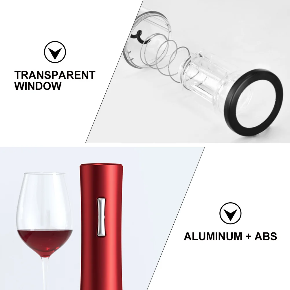 

1pc Electric Wine Opener Aluminum Abs Portable Bottle Opening Tool Transparent Window Cd Pattern Cover Kitchen Bar Tool