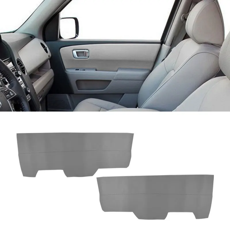 For Honda Pilot 2009 2010 2011 2012 2013 2014 2015 2pcs Gray Car Microfiber Leather Front Door Armrest Panel Cover Sticker Trim