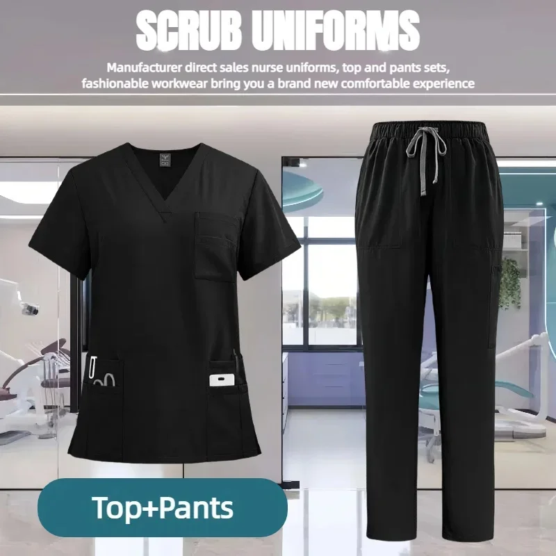 زي طبيب للعناية بالحيوانات الأليفة، شعر غير لزج، ملابس طبية للنساء من القماش الرقيق والخفيف للزي السريري الصيفي للمرأة