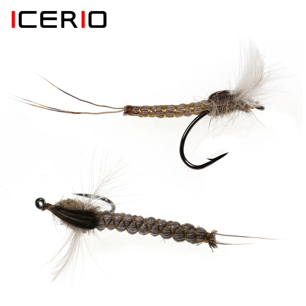 

ICERIO 9PCS #10 #12 #14 CDC Mayfly Deerhair Body Dry Flies Realistic Fly Fishing Lure Baits Trout