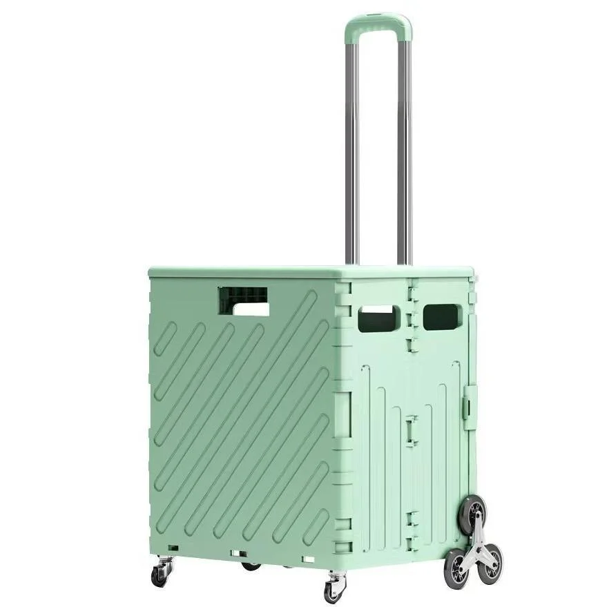 Portable Lightweight Shopping Cart Easy to Pull Upstairs Vegetable Buying Cart Stacking Design Compact Household Storage Utility