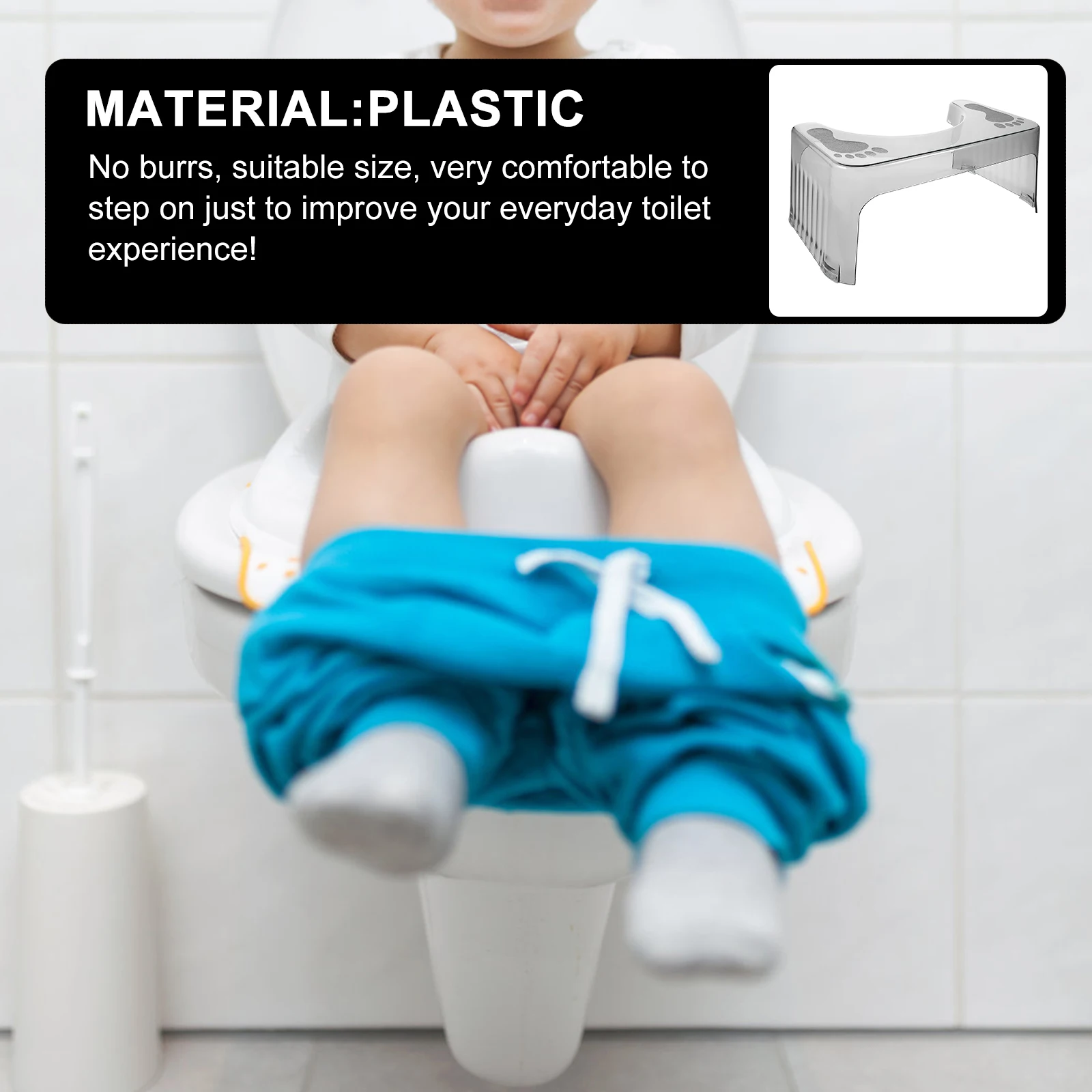 

Plastic Toilet Stool Durable Anti Slip Great Capacity Bathroom Supply Kids Footstool Step Potty Heighten