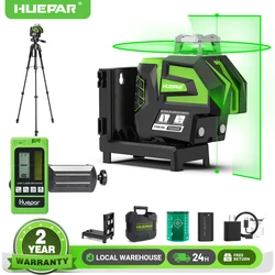 Huepar 360°Laser Level Green Beam Self-Leveling Multi-Lines Laser Level Tool With Plumb dot,Bracket/Tripod/Laser Detector 7211CG