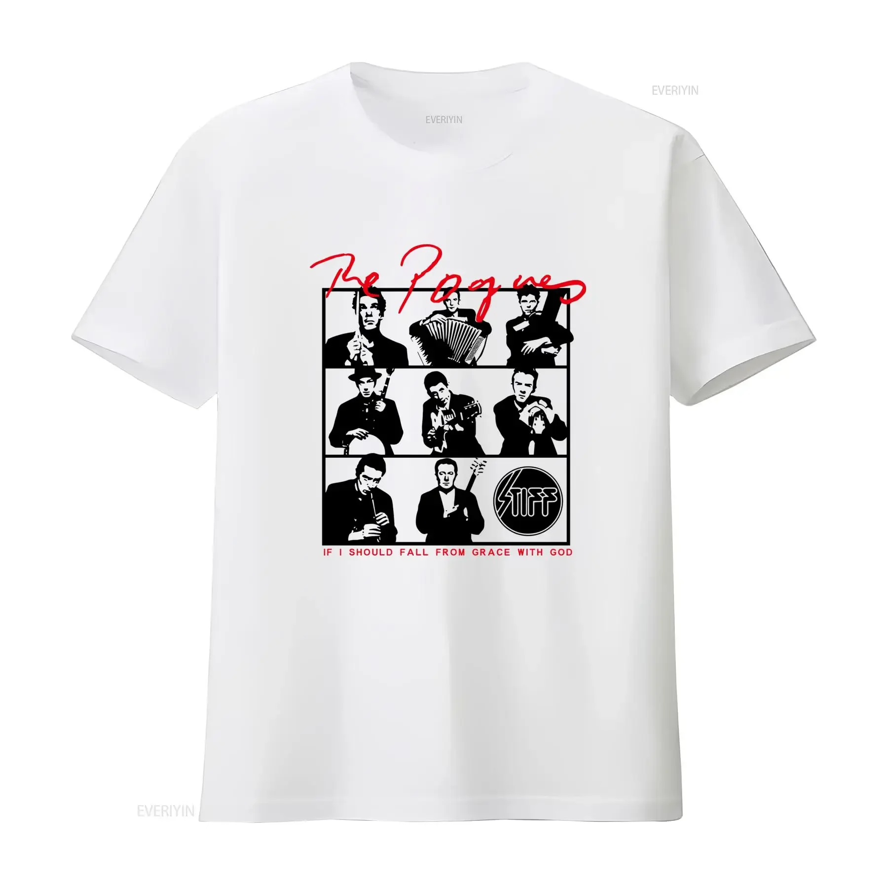 The Pogues Music Band Men's T Shirt If I Should Fall From Grace With God Design vintage Washed Top For Everyday Wear
