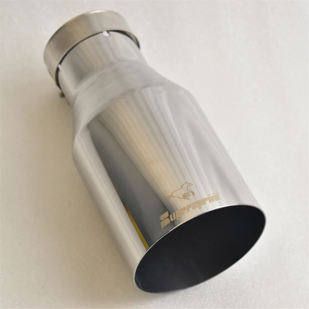

Supersprint 2.5"intake exhaust nozzle, 4"exhaust port, 9"full-length silver stainless steelright angle polished tailpipe