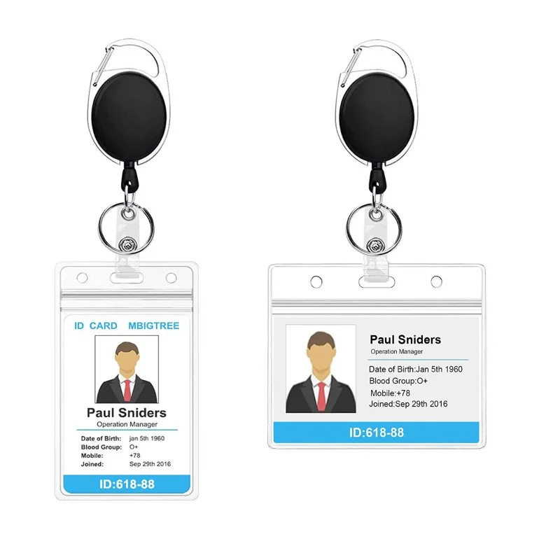 Zinc Alloy Retractable Key Buckle ABS Retractable Badge Reel PVC Waterproof ID Name Card Holder for Nurse Office
