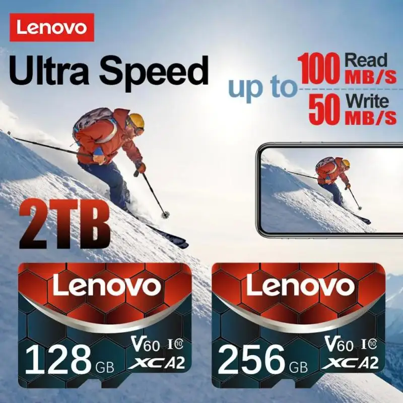 Lenovo New 2TB SD/TF Flash Memory Card 1TB Class10 Micro TF SD Card 512GB SD Memory Card 256GB 128GB For phones Drones Cameras