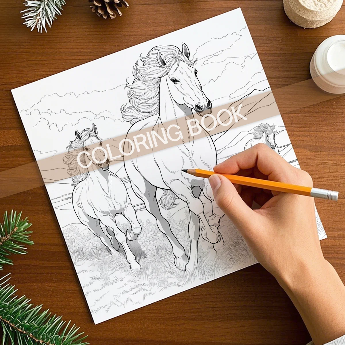 كتاب تلوين للكبار على شكل حصان، أنماط جريئة وسهلة، رسومات لطيفة على شكل حصان، هدية مثالية للحفلات أو عيد الميلاد #6