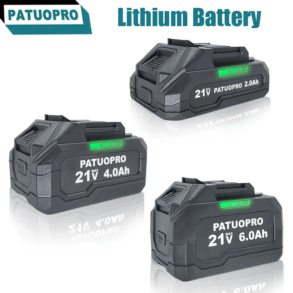 PATUOPRO 18-21V 2.0-6.0Ah Rechargeable Lithium Battery For Makita 18V Cordless Wrench Saw Drill Angle Grinder Blower Screwdriver