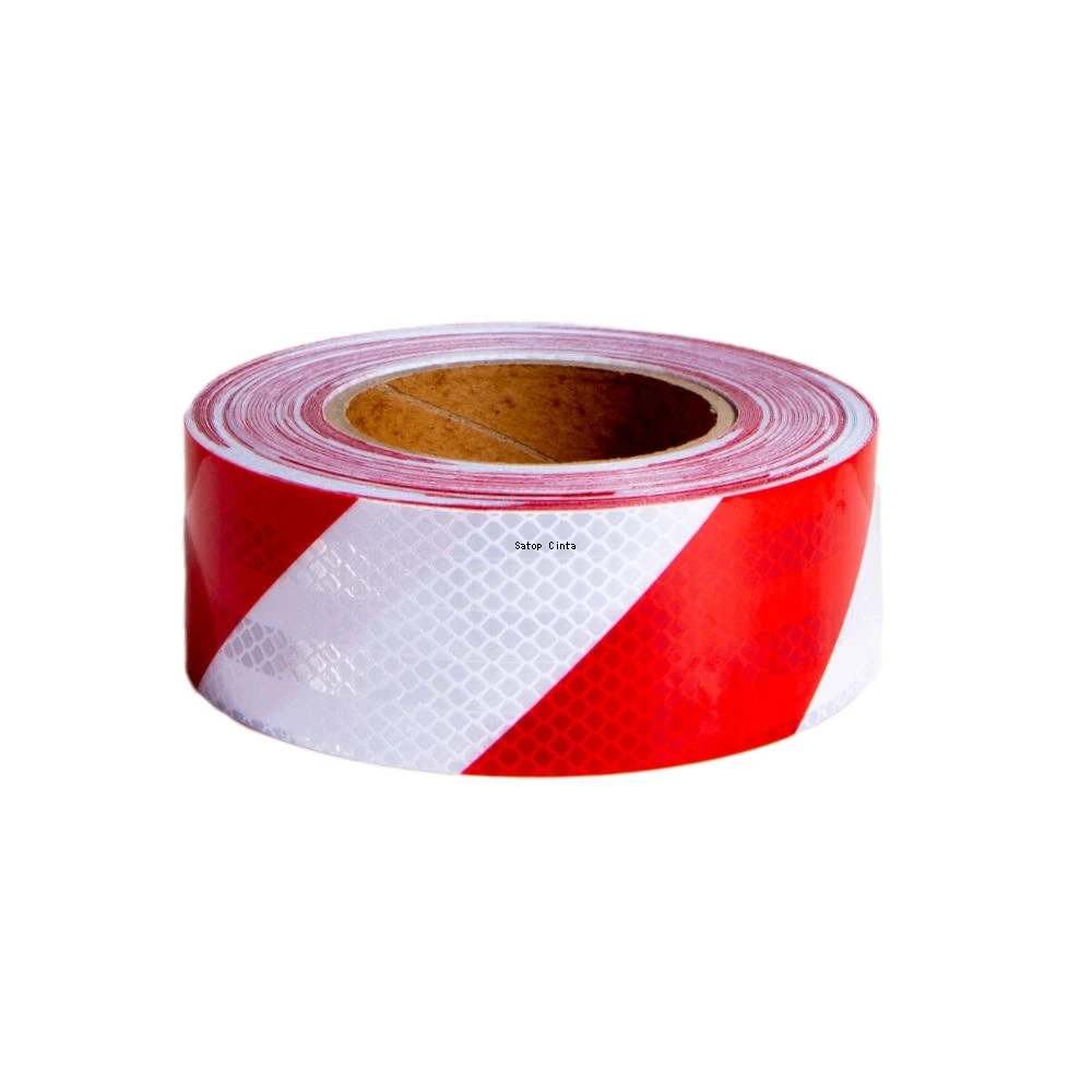 

5cm*5m White-Red Retro Reflective Film Micro Prism Twill Reflect Tape Waterproof Adhesive Vinyl Safety Reflector Sticker For Car