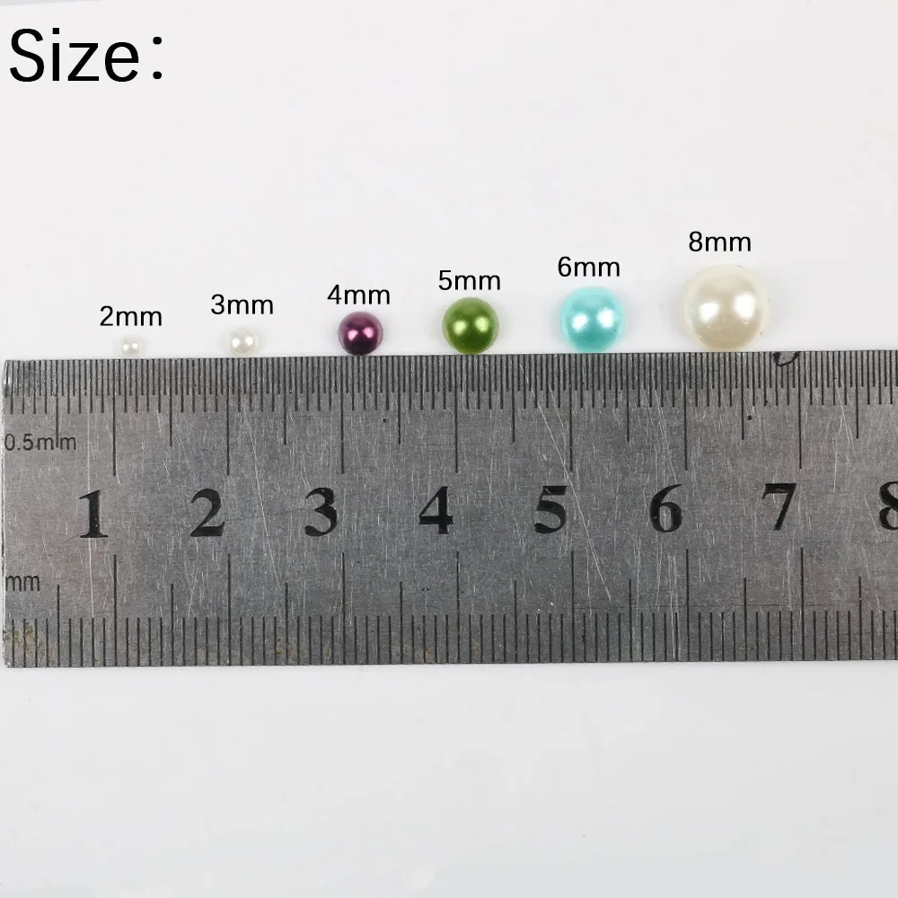 AB Color Flat Back Pearl 2/3/4/6/8/10mm Imitation Pearls Half Round Loose Beads For Nail Art DIY Crafts Garment Decoration