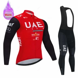 2023 Uae Team Winter Cycling Set Thermal Fleece Bicycle Clothing Long Sleeve Jersey Road Bike Clothes Ropa Ciclismo MTB Uniform