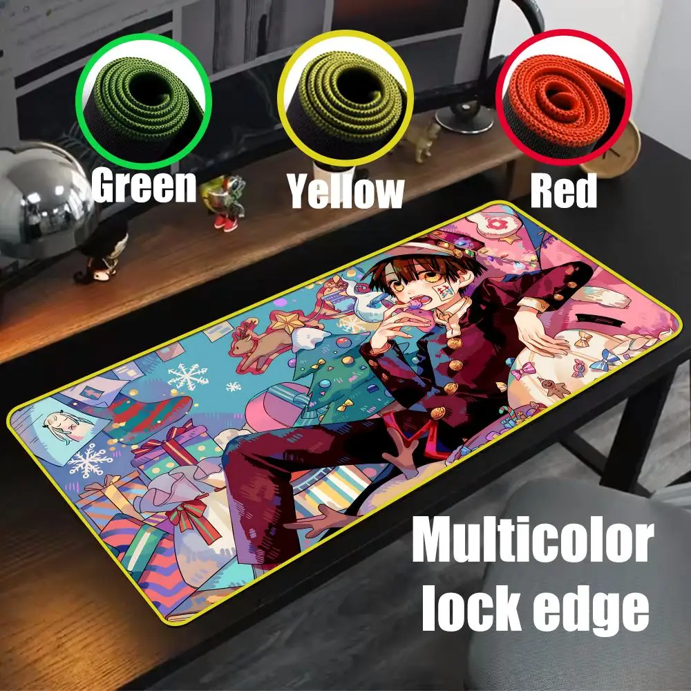 Cool Toilet-bound Hanako-kun Mouse Pad 90x40cm Colorful Lock Edge Pure Natural Rubber Desktop Anti slip Large Mouse Pad