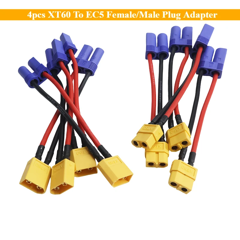 Neue 4 stücke XT60 Zu EC5 Weiblich/Stecker Adapter Anschlüsse 14AWG 100mm Verbinden für RC Lipo Batterie Ladegerät erweitern Teile DIY