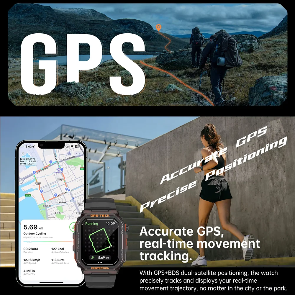 ساعة ذكية للرجال والنساء 2025 رياضية مدمجة بنظام تحديد المواقع Smartwatch مراقب معدل ضربات القلب جهاز تعقب للياقة البدنية GPS لهاتف Xiaomi iPhone Huaiwei