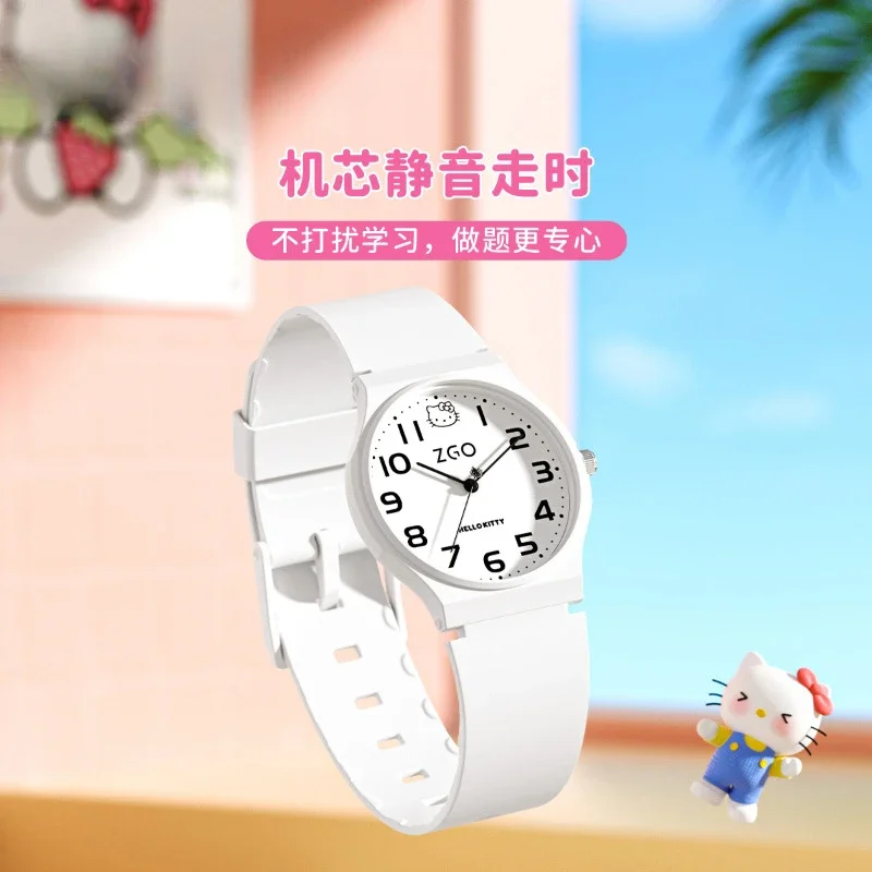 Sanrio Hello Kitty Fashion Simple Women's Watch Cartoon Kulomie Waterproof Silent Round Quartz Watch Birthday Gift