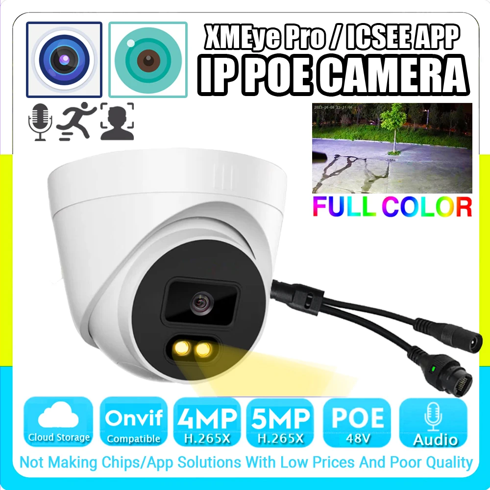 

Audio Semimetal POE IP Indoor Camera 5MP 4MP LED Warm Full Color H.265 HD Mic Onvif Ai Face/Motion Detection Xmeye Pro ICSEE APP