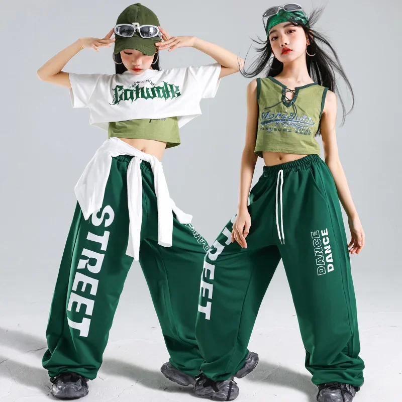 Jazz-Tanz-Übungskleidung für Mädchen, Westen, Performance-Kleidung, Jazz-Hoodies für Kinder, Street-Dance-Kostüme für Kinder