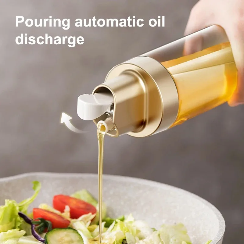 

Household Glass Oil Pot Kitchen Automatic Opening And Closing Oil Bottle Seasoning Sauce Vinegar Pot Oil Bottle