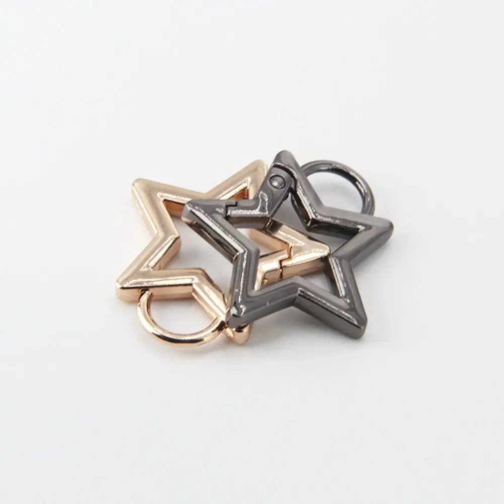 Zinc Alloy Plated Gate Spring Ring Buckles Clips Carabiner Handbags Star Shape Push Trigger Snap Hooks Carabiner Bag Keychain