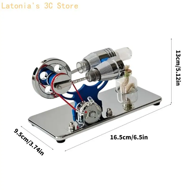 Stirling Motor Modell Metall Material DIY Helle LED Für Physik Unterricht Und Dekoration X3UB – Detail 6