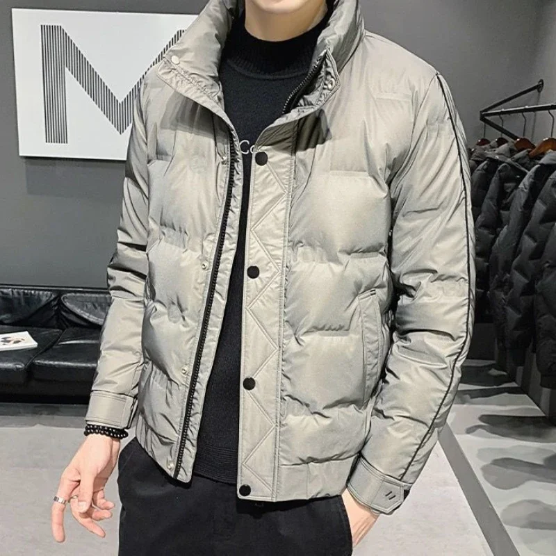 Down Jackets for Men Short Heavy 2024 Trend Parkas Youth Man Padded Coat in Promotion Padding Lightweight Elegant Casual Quilted