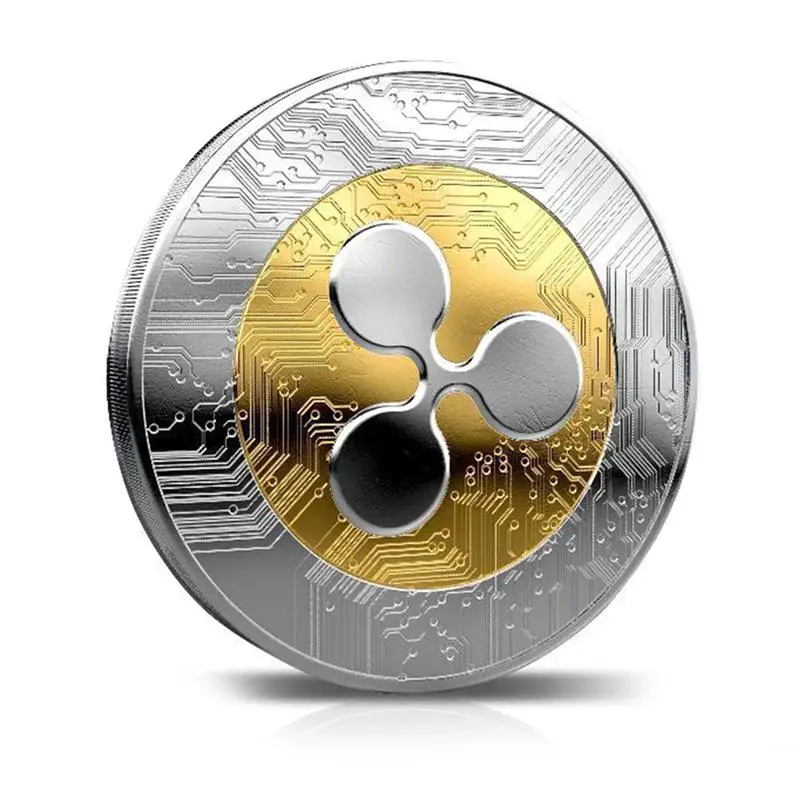 Metal Ripple Coin Gold Silver Plated Commemorative Ripple XRP Coin With Plastic Case Crypto Coin Art Collection Souvenir Gift