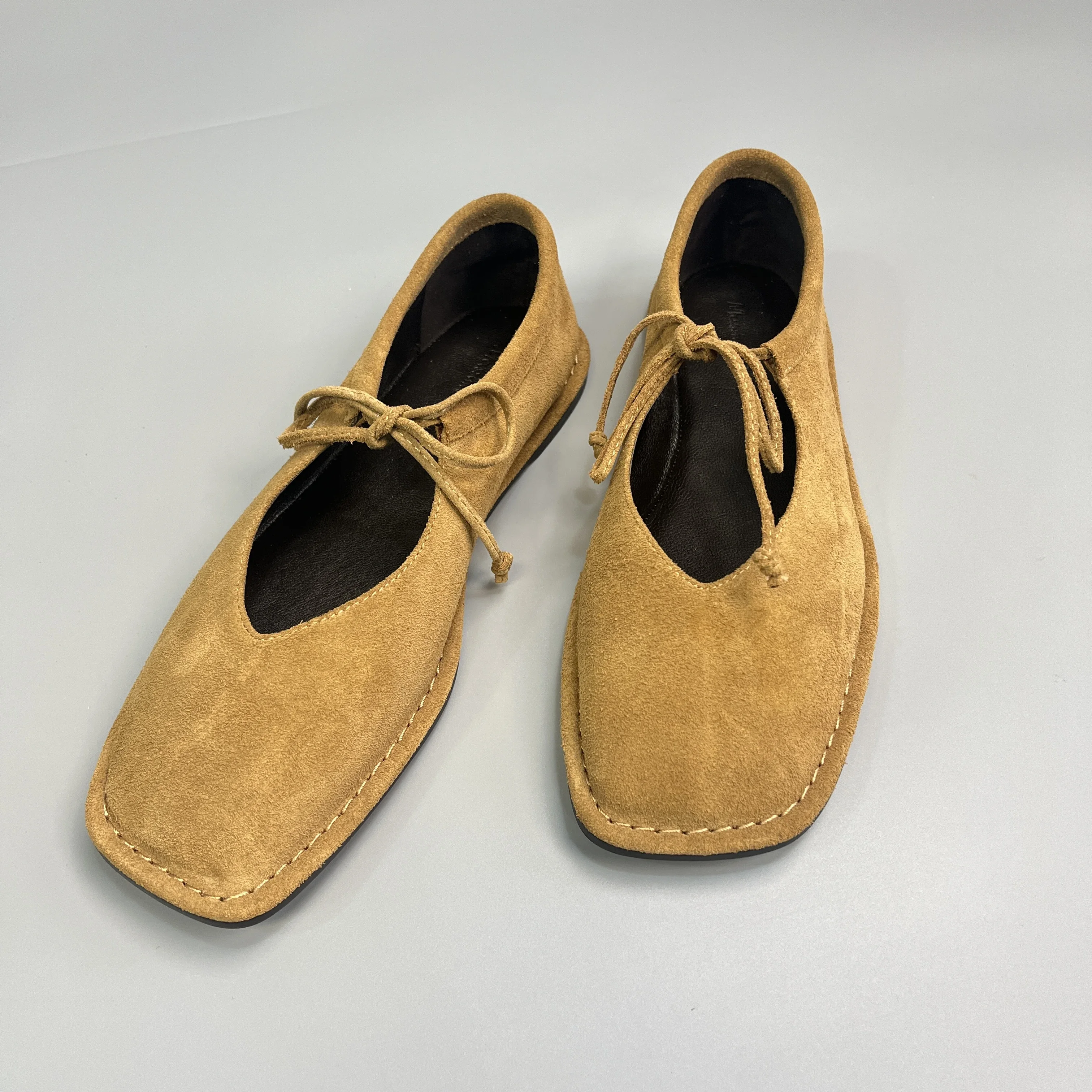 

Женские винтажные лоферы из натуральной кожи на шнуровке, удобная прогулочная обувь ручной работы на плоской платформе с квадратным носком, весна и осень